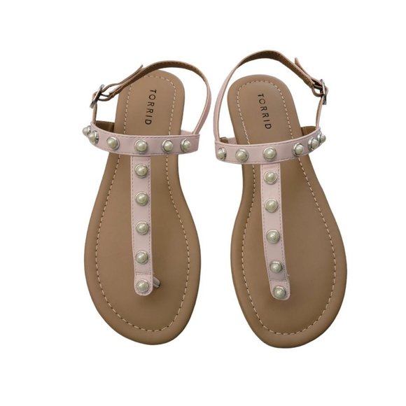 Blush Pink T Strap Sandals - Picture 1 of 3